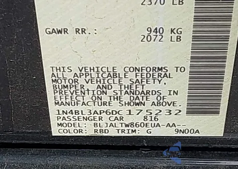 2013 Nissan Altima 3.5 Sv from USA, damaged, VIN 1N4BL3AP6DC175232